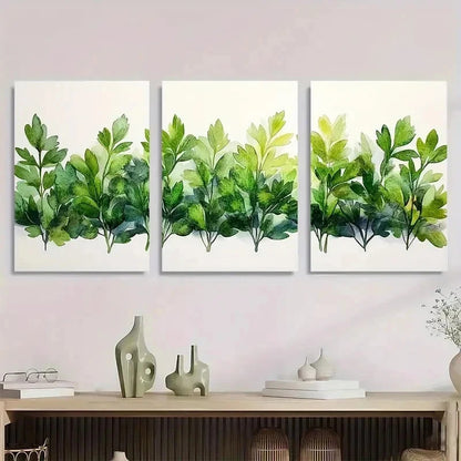 3pcs Herbs Watercolor Green Nature Perfect Wall Art Set Canvas Framed 40x60cm - High Quality Print 100% Australian Made Wall Canvas Ready to Hang