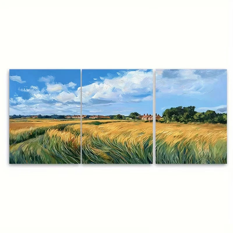 3pcs Moreton In Marsh Travel Metal Print Ready to Hang Art