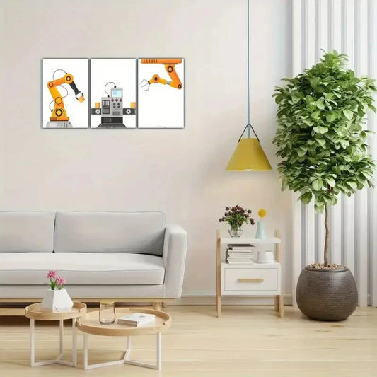 3pcs Engineering Machinery Mechanical Arms Posters Metal Print Ready to Hang Art