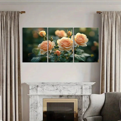 3pcs Roses Greenery Floral Art Painting Metal Print Ready to Hang Art