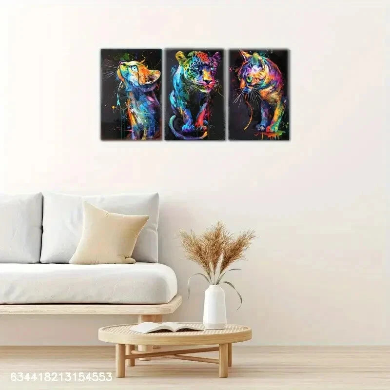 3pcs Elegant Colorful Animal Decoration Metal Print Ready to Hang Art