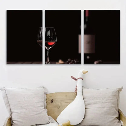 3pcs Elegant Wine and Glass Design Metal Print Ready to Hang Art