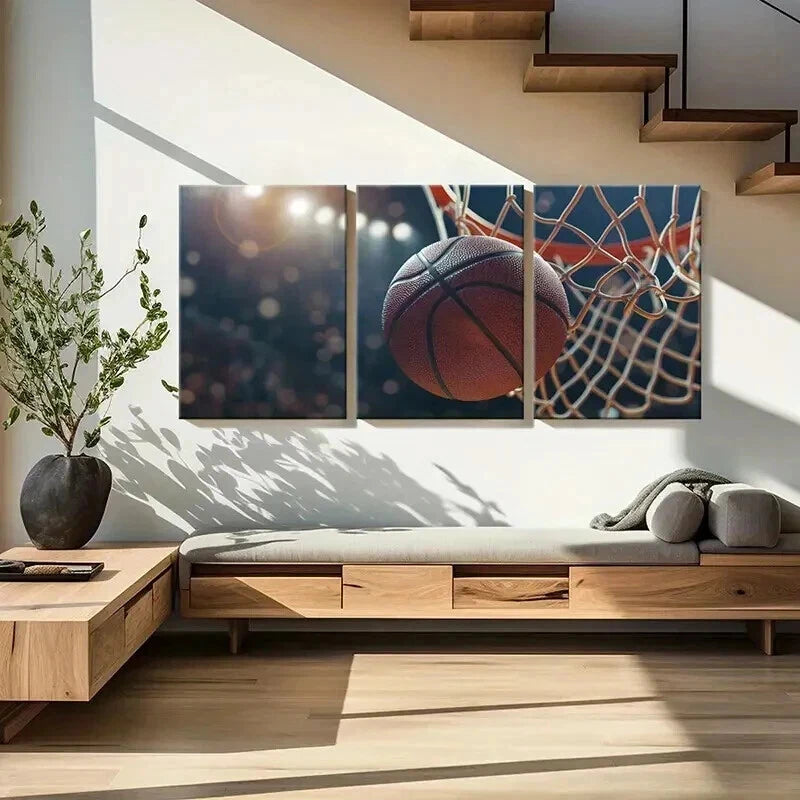 3pcs Basketball Hoop Sports Room Decor Wall Art Set Canvas Framed 40x60cm - High Quality Print 100% Australian Made Wall Canvas Ready to Hang