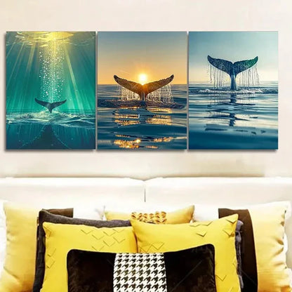 3pcs whale tail Wall Art Set Canvas Unframed - High Quality Print 100% Australian Made Wall Canvas