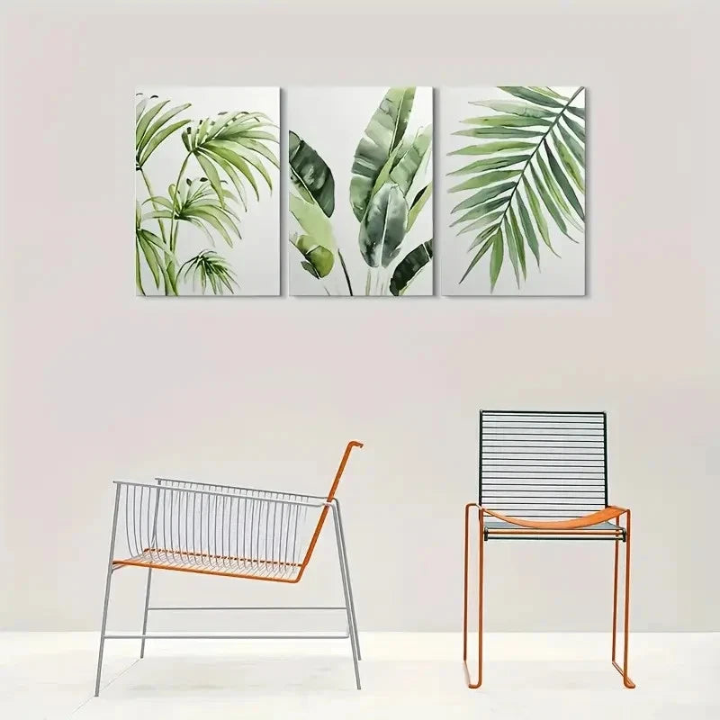 3pcs Palm Leaf Green Botanical Metal Print Ready to Hang Art