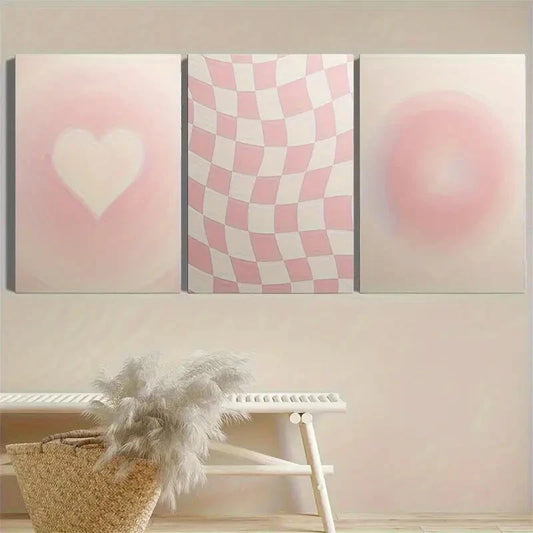 3pcs Pink Aesthetic Blush Pink Metal Print Ready to Hang Art