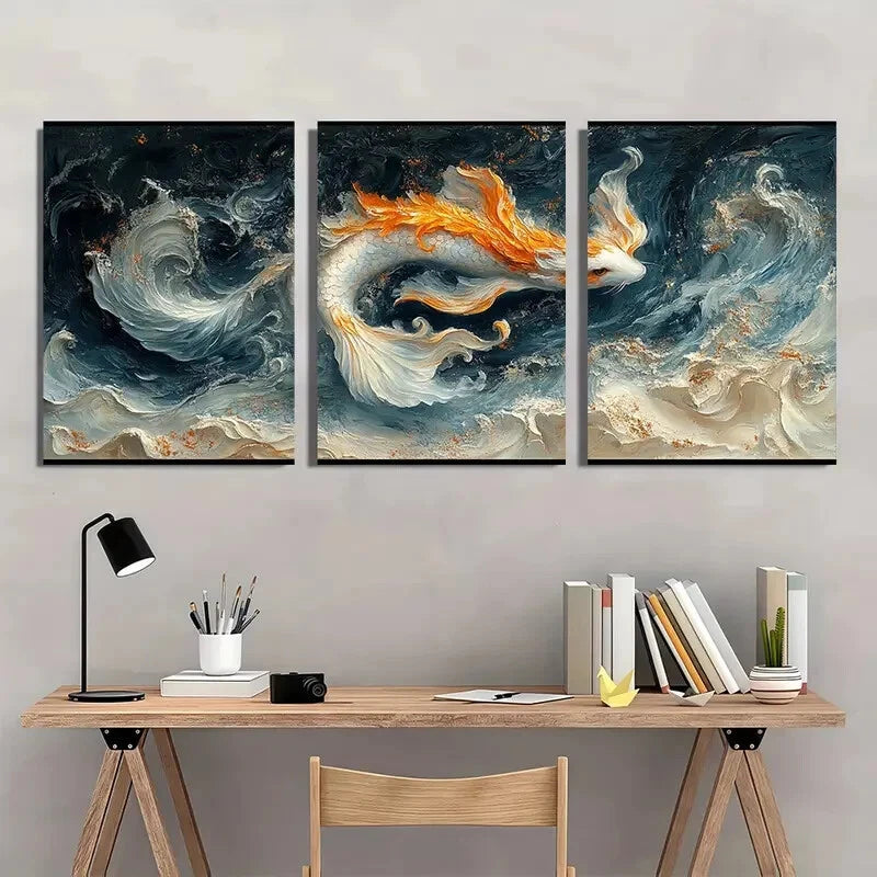 3pcs Tails of the Sea Fine Art Print Animal Art Metal Print Ready to Hang Art