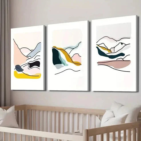 3pcs Abstract Mountain Landscape Decor Wall Art Set Canvas Unframed - High Quality Print 100% Australian Made Wall Canvas