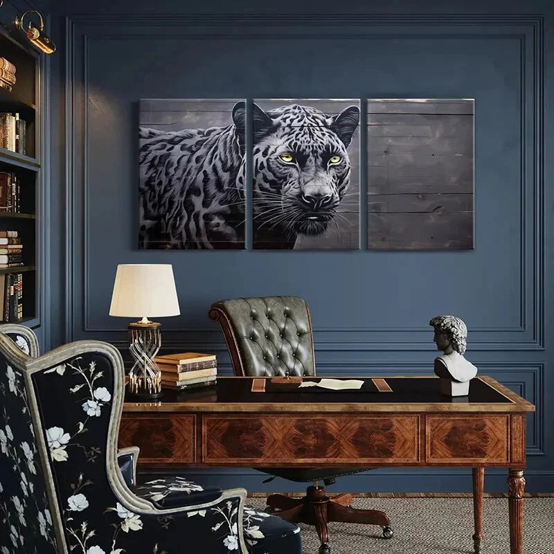 3pcs Artistic Leopard Print Modern Wall Art Metal Print Ready to Hang Art