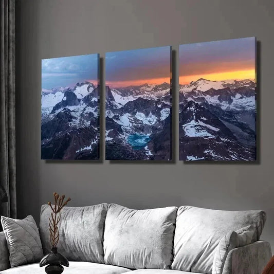 3pcs Natural Landscape with Snow Mountains Wall Art Set Canvas Framed 40x60cm - High Quality Print 100% Australian Made Wall Canvas Ready to Hang