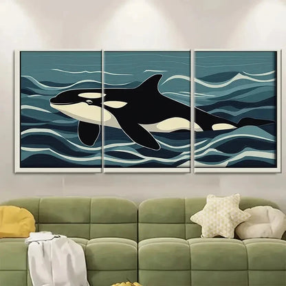 3pcs Nautical Ocean Orca Killer Whale Poster Metal Print Ready to Hang Art