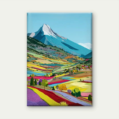 Colorful Fields, Snow-Capped Peaks Metal Print Ready to Hang