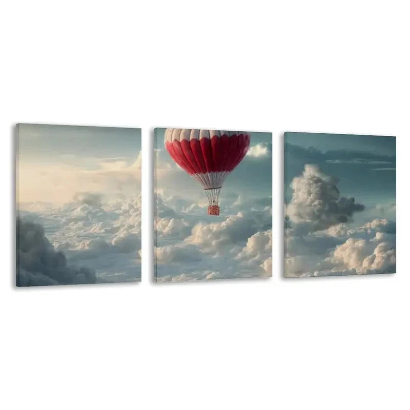 3pcs A Journey Above The Clouds, A Peaceful Wall Art Set Canvas Framed 40x60cm - High Quality Print 100% Australian Made Wall Canvas Ready to Hang