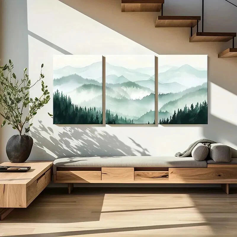 3pcs Forest Landscape Mountain View Nature Scenery Metal Print Ready to Hang Art