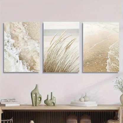 3pcs Beach & Coastal Wave Style Metal Print Ready to Hang Art