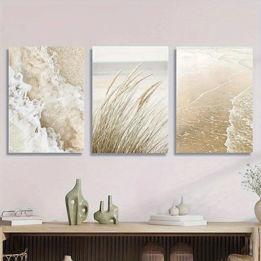 3pcs Beach & Coastal Wave Style Metal Print Ready to Hang Art