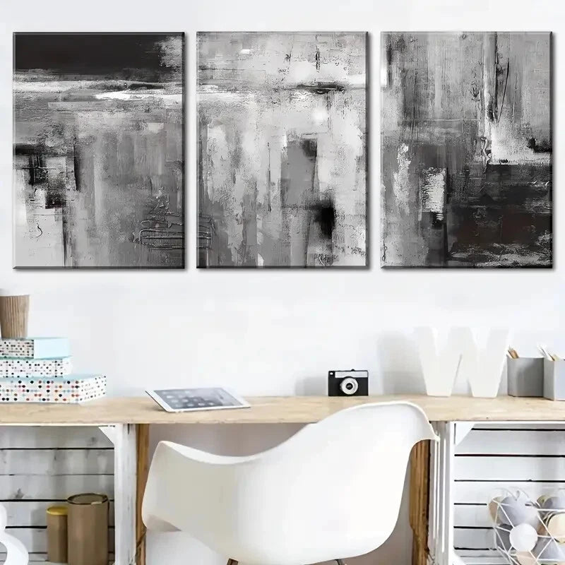 3pcs Modern Abstract Black And White Perfect Wall Art Set Canvas Framed 40x60cm - High Quality Print 100% Australian Made Wall Canvas Ready to Hang