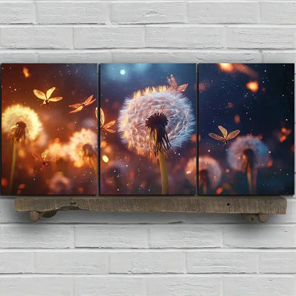 3pcs Painting Set Beautiful Dandelion Metal Print Ready to Hang Art