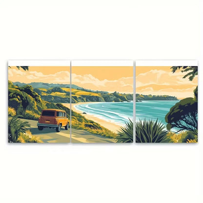 3pcs New Zealand Inspired Waiheke Island Travel Metal Print Ready to Hang Art