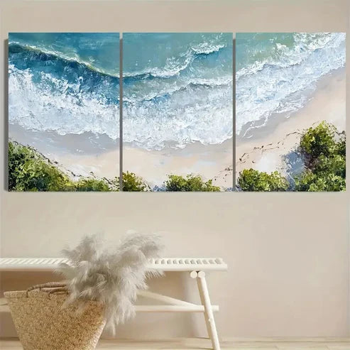 3pcs Bird's Eye View Beach Wall Art Set Canvas Unframed - High Quality Print 100% Australian Made Wall Canvas