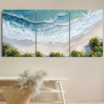 3pcs Bird's Eye View Beach Wall Art Set Canvas Unframed - High Quality Print 100% Australian Made Wall Canvas