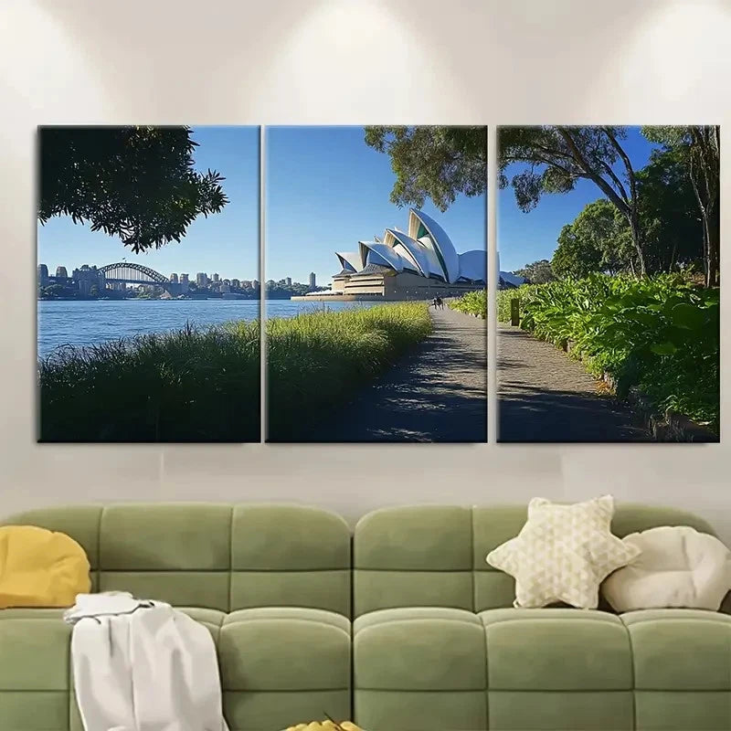 3pcs Australian Sydney Harbour and Royal Botanic Metal Print Ready to Hang Art