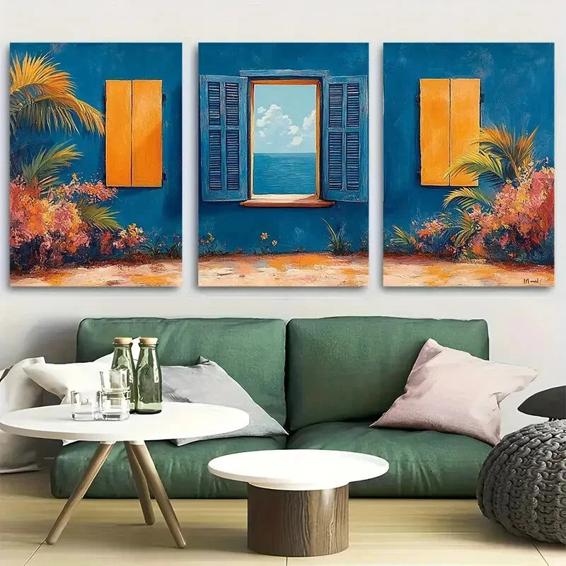 3pcs Matisse Open Window Design Metal Print Ready to Hang Art