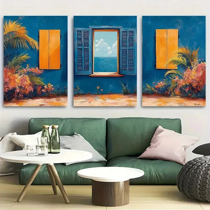 3pcs Matisse Open Window Design Metal Print Ready to Hang Art