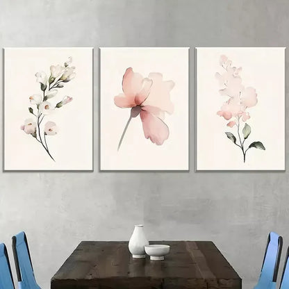 3pcsModern Floral Pink Peonies White Flowers Art Set Canvas Framed 50x70cm -  High Quality Print 100% Australian Made Wall Canvas Ready to Hang