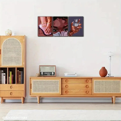 3pcs Female Black Woman Wall Art Money Art Metal Print Ready to Hang Art