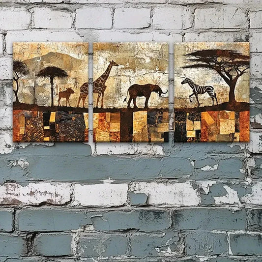 3pcs Retro Desert Mysterious Abstract Metal Print Ready to Hang Art