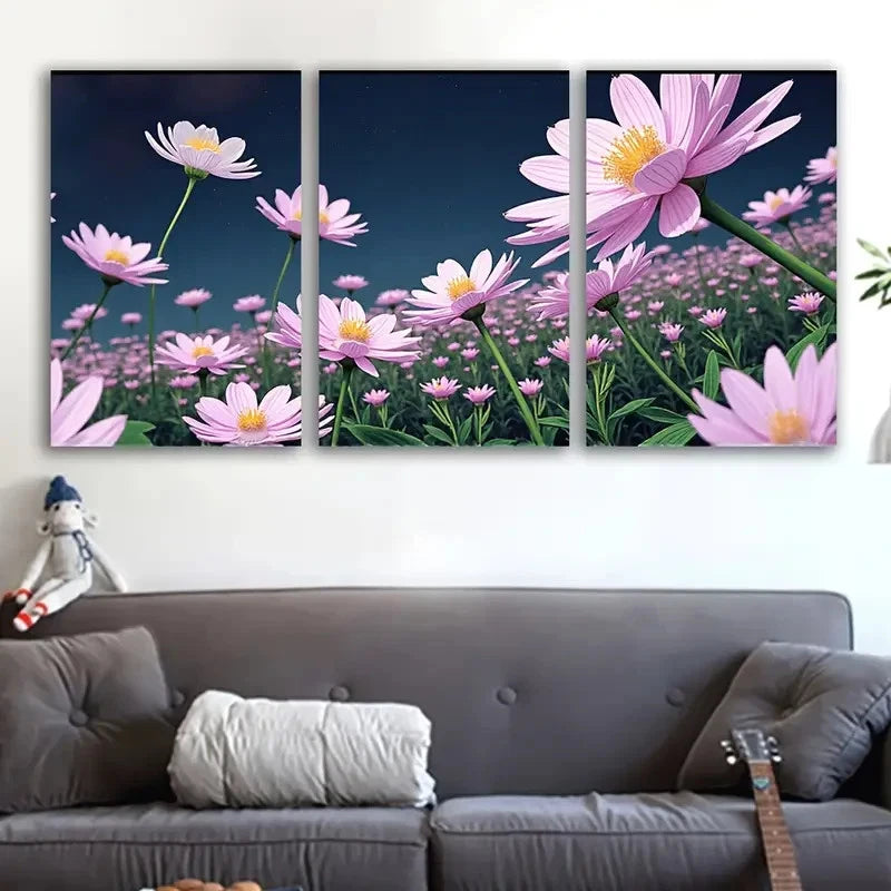3pcs Vibrant Pink Floral Wall Art Set Canvas Framed 60x90cm - High Quality Print 100% Australian Made Wall Canvas Ready to Hang
