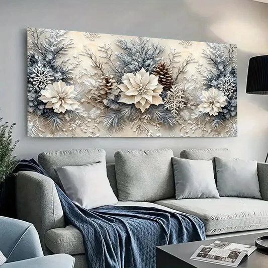 Botanical Winter Floral wall canvas office home room framed 120x60cm