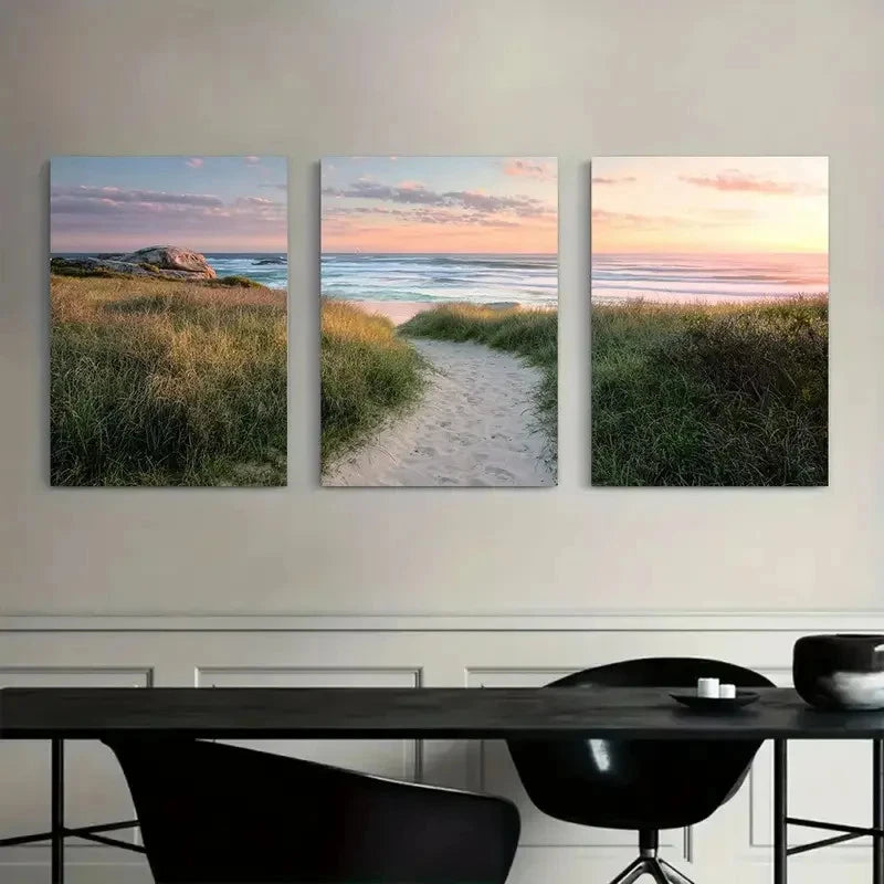 3pcs Array of Beautiful Flowers in Various Colors Metal Print Ready to Hang Art