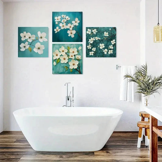 4pcs Magnolia Flower Canvas Prints Wall Art Canvas Framed