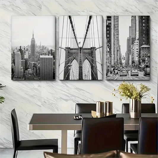 3pcs New York City Manhattan Bridge Metal Print Ready to Hang Art