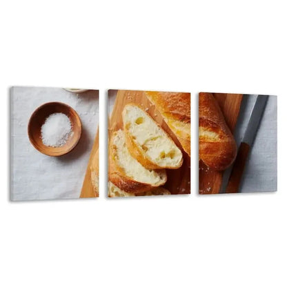 3pcs Baked Bread & Salt Bowl Design Wall Art Set Canvas Framed 50x70cm - High Quality Print 100% Australian Made Wall Canvas Ready to Hang