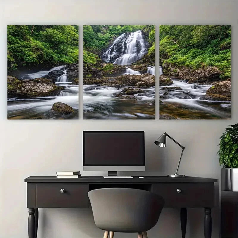 3pcs Torc Waterfall Killarney National Park Travel Metal Print Ready to Hang Art