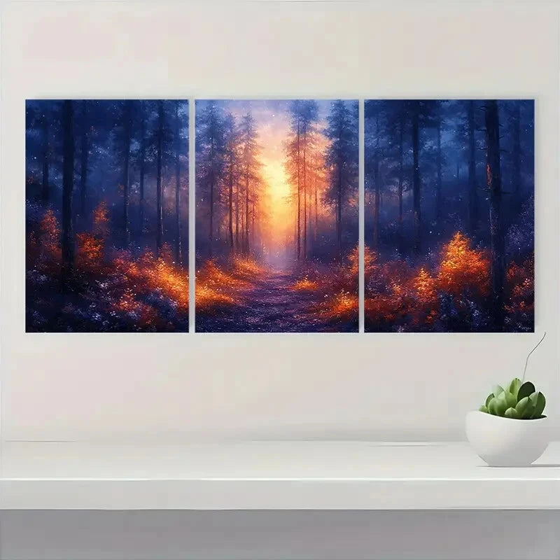 3pcs Magical Fantasy Land unlit Pathway through Metal Print Ready to Hang Art