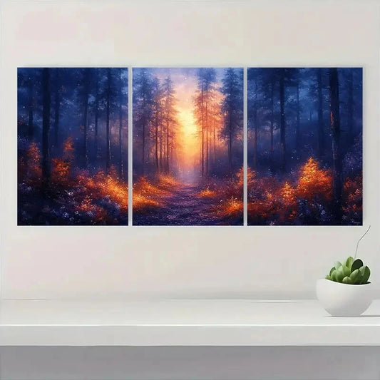 3pcs Magical Fantasy Land unlit Pathway through Metal Print Ready to Hang Art