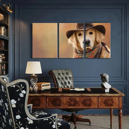 3pcs Cowboy Dog Western Farmhouse Style Autumn Metal Print Ready to Hang Art