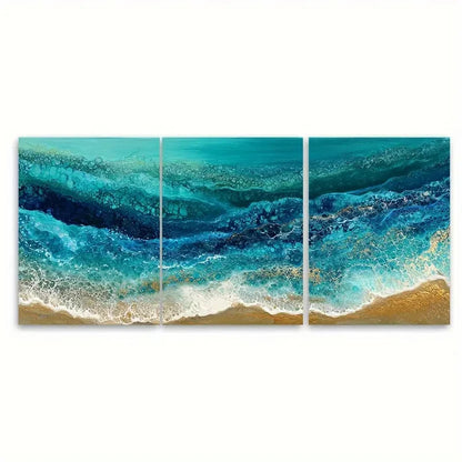 3pcs Emerald Beach Seascape Art Canvas Wall Decor Wall Art Set Canvas Framed 60x90cm - High Quality Print 100% Australian Made Wall Canvas Ready to Hang