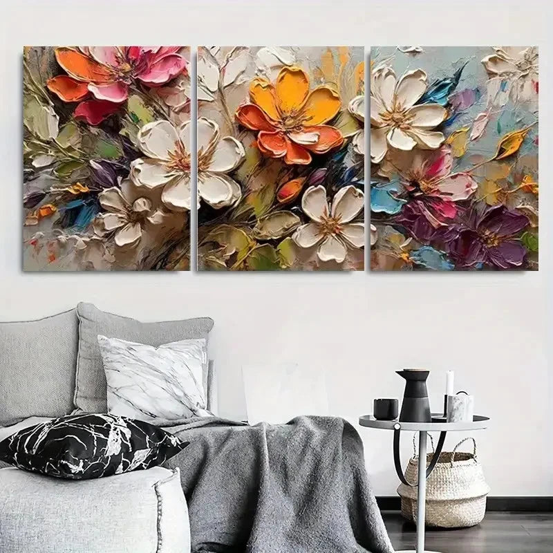 3pcs Colorful Abstract Floral Texture Metal Print Ready to Hang Art