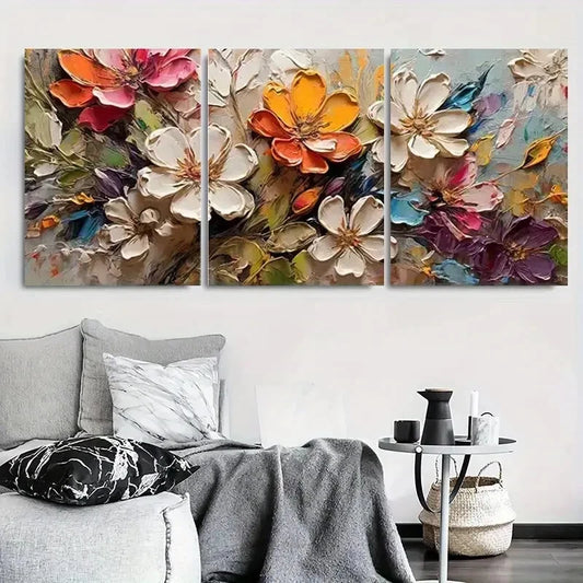 3pcs Colorful Abstract Floral Texture Metal Print Ready to Hang Art