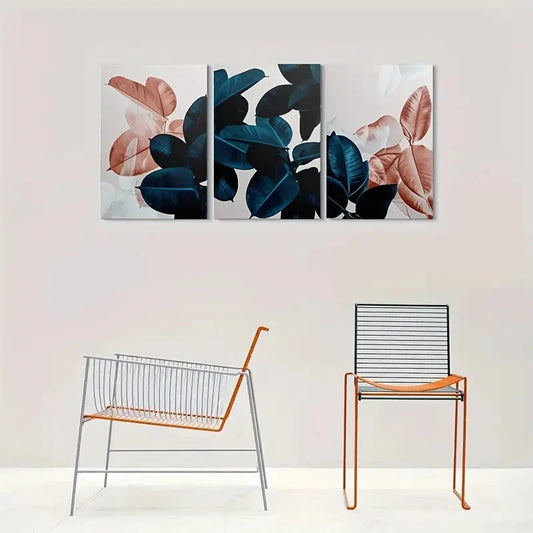 3pcs Modern Abstract Leaf Botanical Metal Print Ready to Hang Art