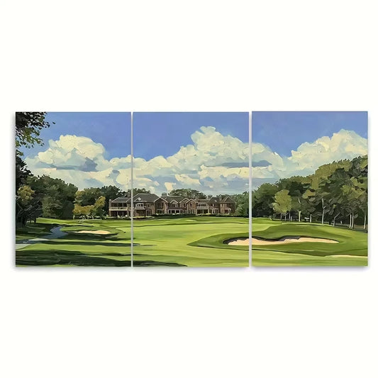 3pcs Quail Hollow Golf Course Landscape Metal Print Ready to Hang Art