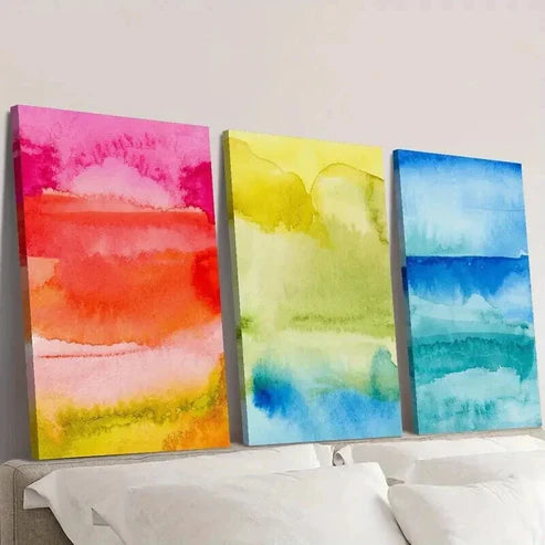 3pcs Colorful Gradient Abstract Painting Wall Art Canvas Unframed - High Quality Print 100% Australian Made Wall Canvas