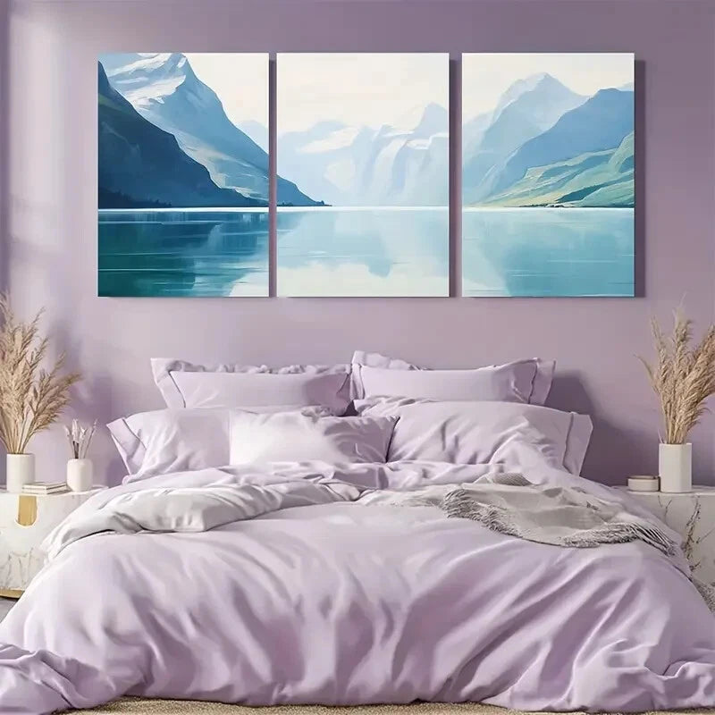 3pcs Norwegian Wall Art Reflective Waters Nature Metal Print Ready to Hang Art