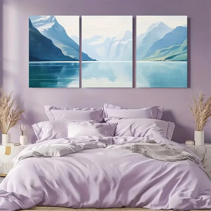 3pcs Norwegian Wall Art Reflective Waters Nature Metal Print Ready to Hang Art