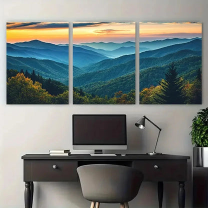 3pcs Great Smoky Mountain National Park Tennesse Wall Art Set Canvas Framed 50x70cm - High Quality Print 100% Australian Made Wall Canvas Ready to Hang